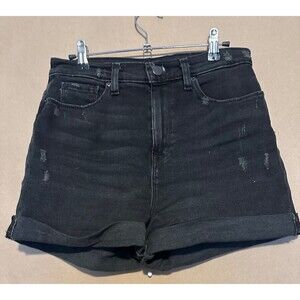 Urban Outfitters BDG Black Mom High Rise Denim Cuffed Shorts Women's size 27